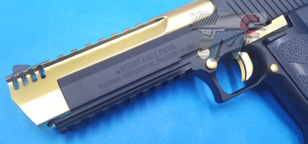 Cyber Gun(WE) Full Metal Desert Eagle L6 .50AE Gas Blow Back Pistol (Gold & Black) - Click Image to Close